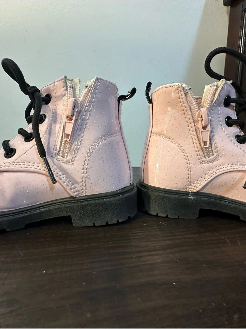 Toddler Pink Lace-Up Ankle Boots